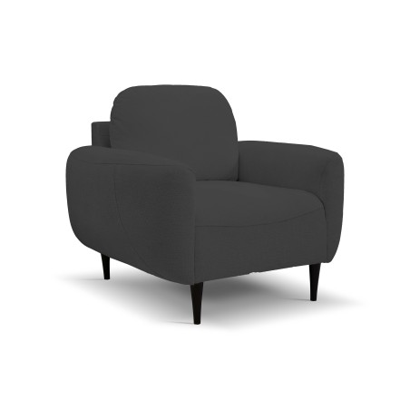 Fotel BOHO na drewnianych nogach z oparciem i podłokietnikami w tkaninie Perfect Harmony 90