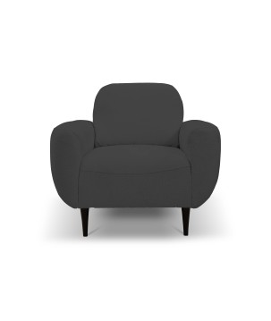 Fotel BOHO na drewnianych nogach z oparciem i podłokietnikami w tkaninie Perfect Harmony 90