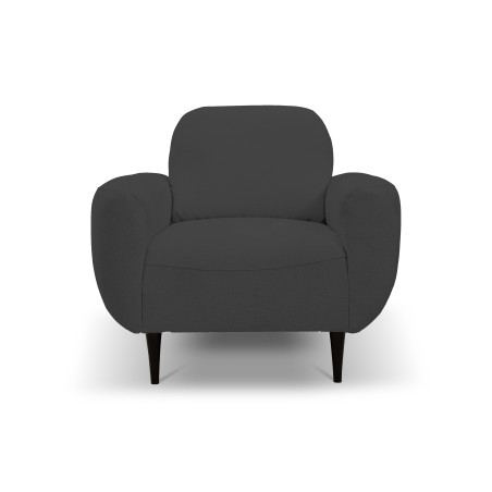 Fotel BOHO na drewnianych nogach z oparciem i podłokietnikami w tkaninie Perfect Harmony 90