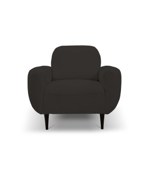 Fotel BOHO na drewnianych nogach z oparciem i podłokietnikami w tkaninie Perfect Harmony 99