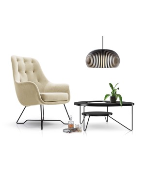 Fotel EZO na stalowych nogach z oparciem i podłokietnikami w tkaninie Monolith 02