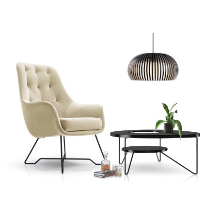 Fotel EZO na stalowych nogach z oparciem i podłokietnikami w tkaninie Monolith 02