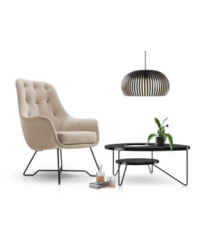 Fotel EZO na stalowych nogach z oparciem i podłokietnikami w tkaninie Monolith 04