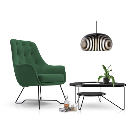 Fotel EZO na stalowych nogach z oparciem i podłokietnikami w tkaninie Monolith 37