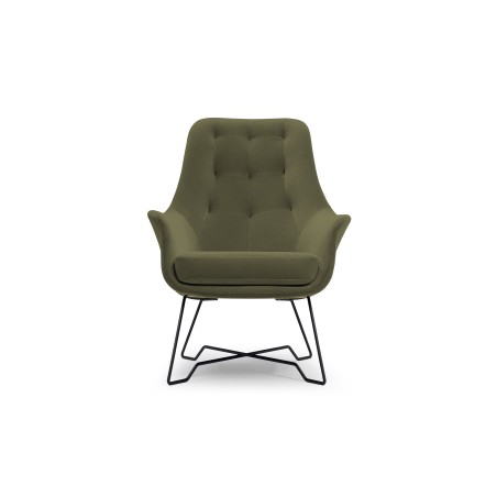 Fotel EZO na stalowych nogach z oparciem i podłokietnikami w tkaninie Monolith 38