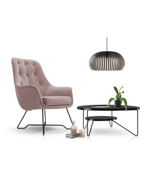 Fotel EZO na stalowych nogach z oparciem i podłokietnikami w tkaninie Monolith 62