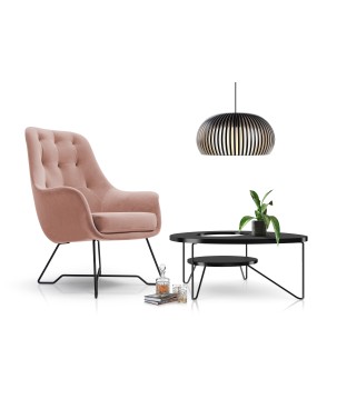 Fotel EZO na stalowych nogach z oparciem i podłokietnikami w tkaninie Monolith 63