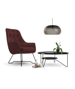 Fotel EZO na stalowych nogach z oparciem i podłokietnikami w tkaninie Monolith 69