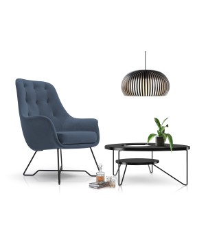 Fotel EZO na stalowych nogach z oparciem i podłokietnikami w tkaninie Monolith 77