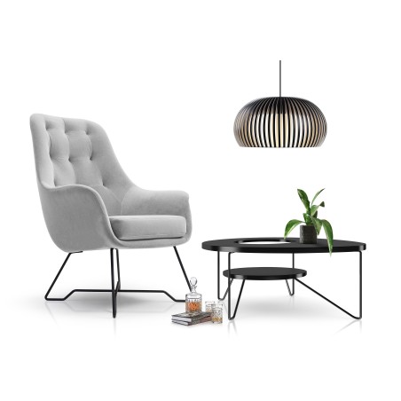 Fotel EZO na stalowych nogach z oparciem i podłokietnikami w tkaninie Monolith 84