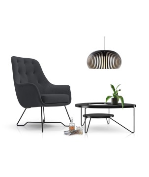 Fotel EZO na stalowych nogach z oparciem i podłokietnikami w tkaninie Monolith 97