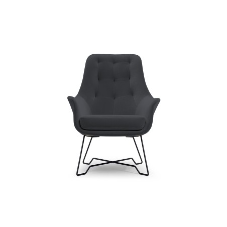 Fotel EZO na stalowych nogach z oparciem i podłokietnikami w tkaninie Monolith 97