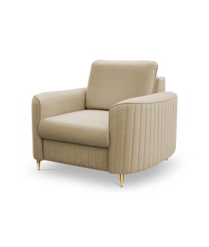 Fotel LAREN na stalowych nogach z oparciem i podłokietnikami w tkaninie CASTEL 15