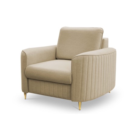 Fotel LAREN na stalowych nogach z oparciem i podłokietnikami w tkaninie CASTEL 15