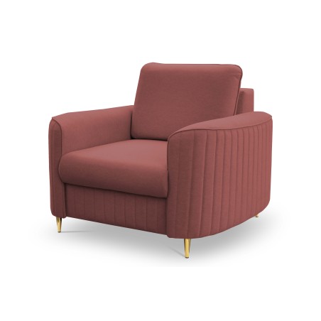 Fotel LAREN na stalowych nogach z oparciem i podłokietnikami w tkaninie CASTEL 59