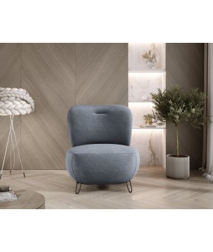 Fotel LUIS skandynawski wolnostojący na metalowych nogach w tkaninie CLOUD 97