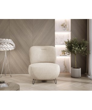 Fotel LUIS skandynawski wolnostojący na metalowych nogach w tkaninie NOW OR NEVER 06