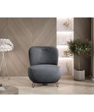Fotel LUIS skandynawski wolnostojący na metalowych nogach w tkaninie NOW OR NEVER 100