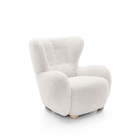 Fotel CIRO z szerokim siedziskiem i drewnianymi nogami w tkaninie ROLF 04