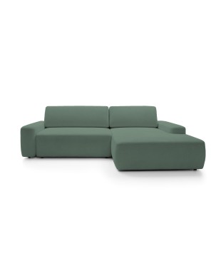 Narożnik BOULI Prawostronny z Elektryczną Regulacją wolnostojący tkanina Raven 77 Zielony DOMO HOME