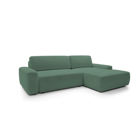 Narożnik BOULI Prawostronny z Elektryczną Regulacją wolnostojący tkanina Raven 77 Zielony DOMO HOME