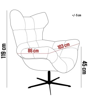 Fotel SENSI Relax obrotowy 360° z funkcją bujania w tkaninie Solar 96