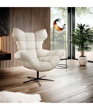 Fotel SENSI Relax obrotowy 360° z funkcją bujania w tkaninie Loris 01