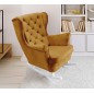 Fotel USZAK bujany tapicerowany z podłokietnikami, kolor Oliwkowy tkanina MAGIC VELVET