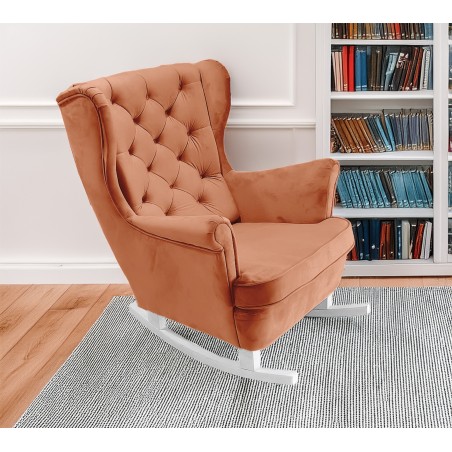 Fotel USZAK bujany tapicerowany z podłokietnikami, kolor Pomarańczowy tkanina MAGIC VELVET