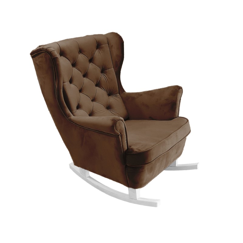 Fotel USZAK bujany tapicerowany z podłokietnikami, kolor Ciemny brąz tkanina MAGIC VELVET