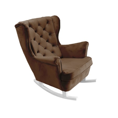 Fotel USZAK bujany tapicerowany z podłokietnikami, kolor Ciemny brąz tkanina MAGIC VELVET