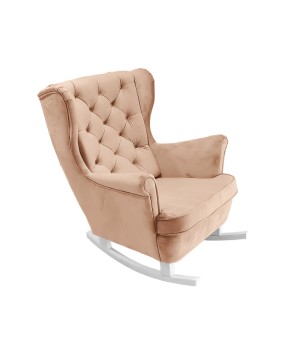 Fotel USZAK bujany tapicerowany z podłokietnikami, kolor Pudrowy róż tkanina MAGIC VELVET