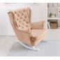 Fotel USZAK bujany tapicerowany z podłokietnikami, kolor Pudrowy róż tkanina MAGIC VELVET
