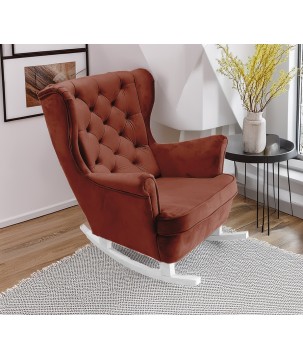 Fotel USZAK bujany tapicerowany z podłokietnikami, kolor Bordowy tkanina MAGIC VELVET