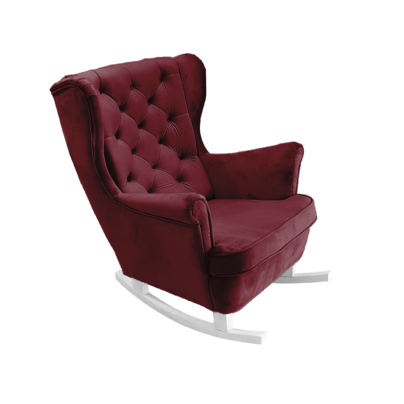 Fotel USZAK bujany tapicerowany z podłokietnikami, kolor Burgundowy tkanina MAGIC VELVET