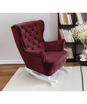 Fotel USZAK bujany tapicerowany z podłokietnikami, kolor Burgundowy tkanina MAGIC VELVET