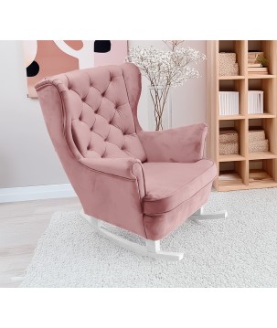 Fotel USZAK bujany tapicerowany z podłokietnikami, kolor Różowy tkanina MAGIC VELVET