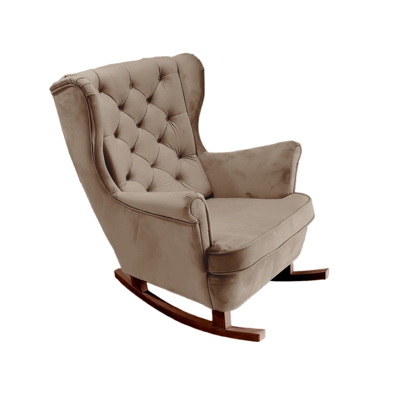 Fotel USZAK bujany tapicerowany z podłokietnikami, kolor Brązowy tkanina MAGIC VELVET