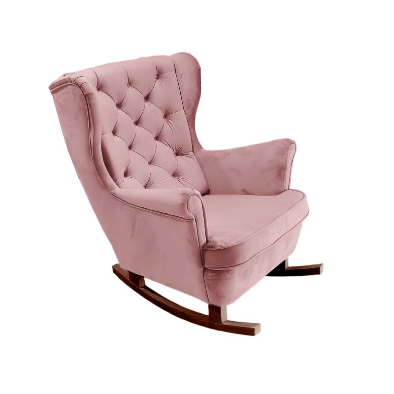 Fotel USZAK bujany tapicerowany z podłokietnikami, kolor Różowy tkanina MAGIC VELVET