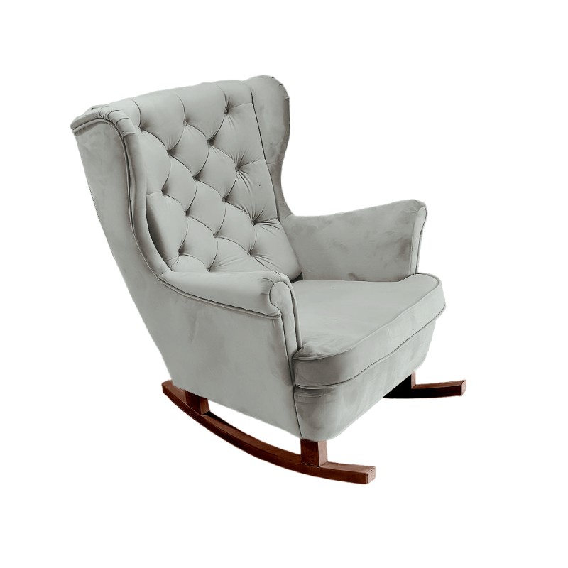 Fotel USZAK bujany tapicerowany z podłokietnikami, kolor Popielaty tkanina MAGIC VELVET