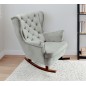 Fotel USZAK bujany tapicerowany z podłokietnikami, kolor Popielaty tkanina MAGIC VELVET