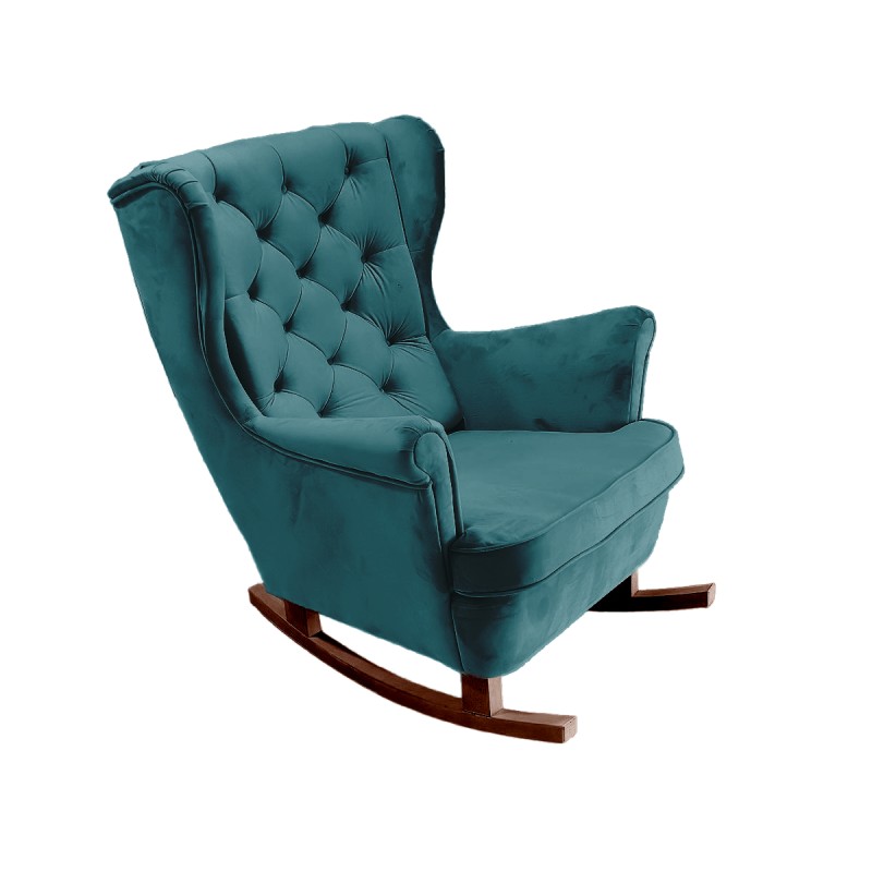 Fotel USZAK bujany tapicerowany z podłokietnikami, kolor Granatowy tkanina MAGIC VELVET