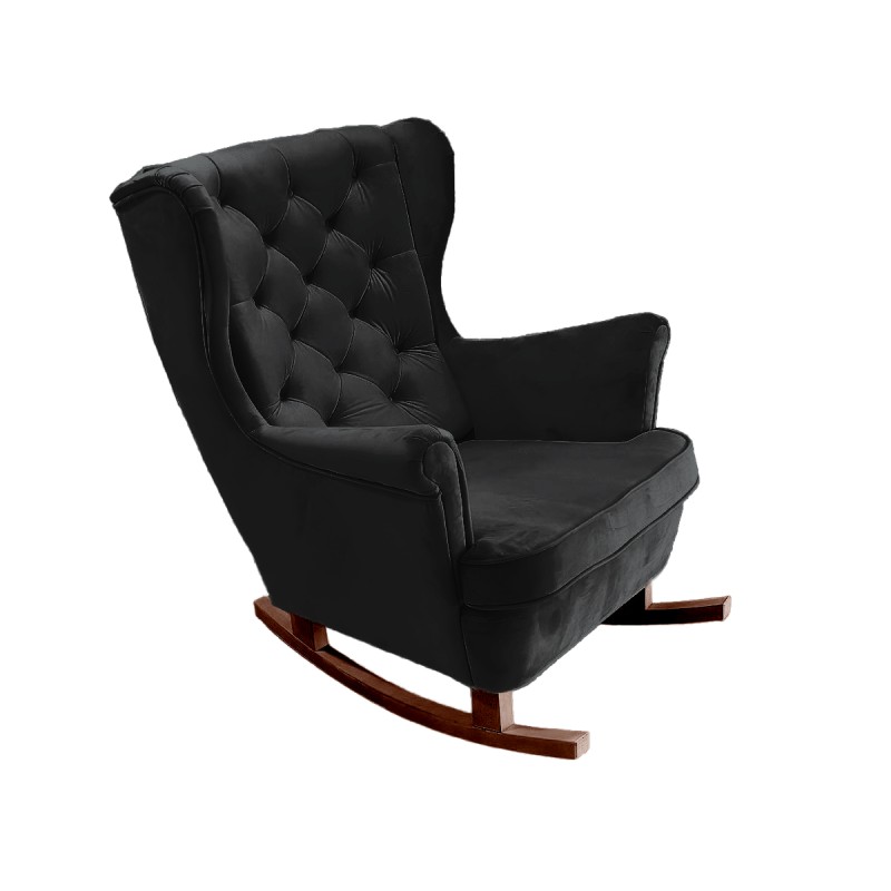 Fotel USZAK bujany tapicerowany z podłokietnikami, kolor Czarny tkanina MAGIC VELVET