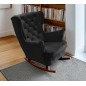 Fotel USZAK bujany tapicerowany z podłokietnikami, kolor Czarny tkanina MAGIC VELVET