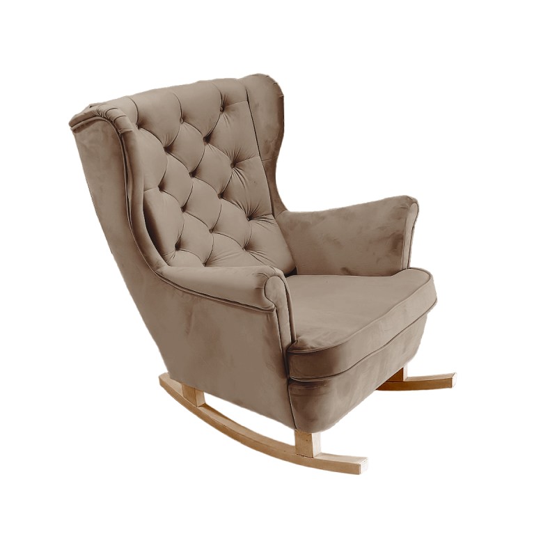 Fotel USZAK bujany tapicerowany z podłokietnikami, kolor Brązowy tkanina MAGIC VELVET