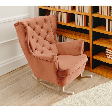 Fotel USZAK bujany tapicerowany z podłokietnikami, kolor Pomarańczowy tkanina MAGIC VELVET