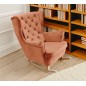 Fotel USZAK bujany tapicerowany z podłokietnikami, kolor Pomarańczowy tkanina MAGIC VELVET