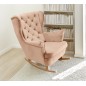 Fotel USZAK bujany tapicerowany z podłokietnikami, kolor Pudrowy róż tkanina MAGIC VELVET