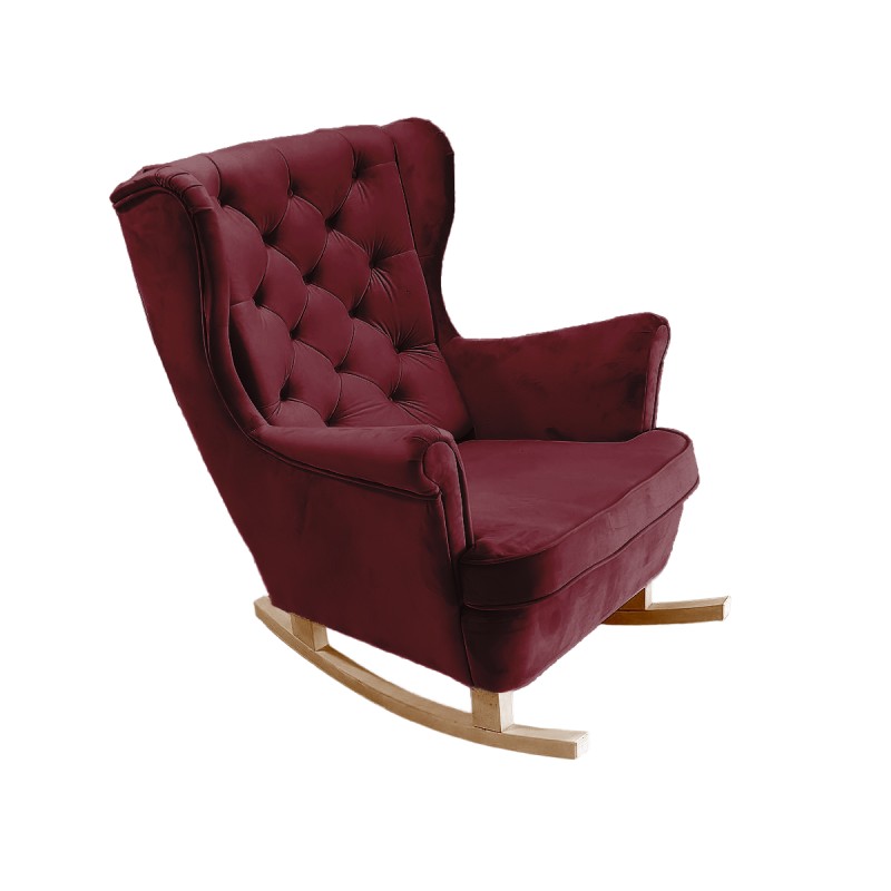 Fotel USZAK bujany tapicerowany z podłokietnikami, kolor Burgundowy tkanina MAGIC VELVET