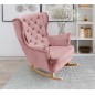 Fotel USZAK bujany tapicerowany z podłokietnikami, kolor Różowy tkanina MAGIC VELVET